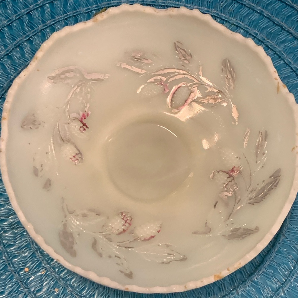 Uranium Glass Elegant White and Gray Serveware Plate